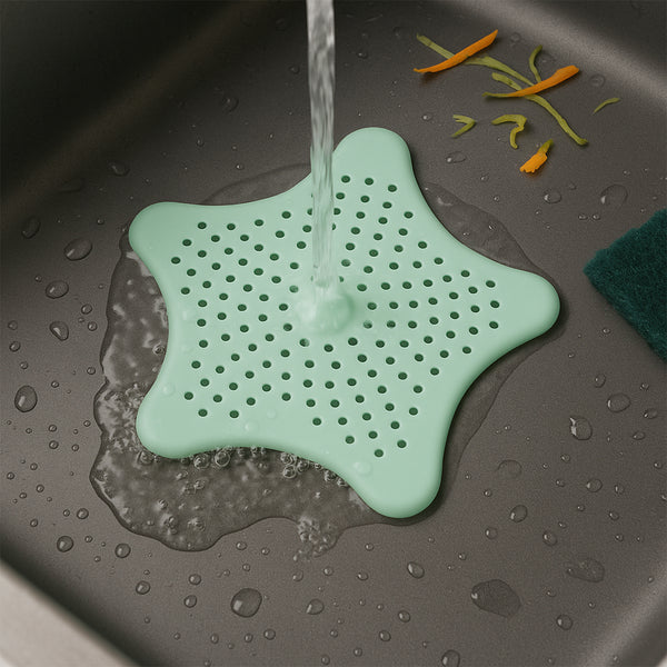 Mint Green Silicone Star Shaped Sink Filter Bathroom Hair Catcher Drain Strainers For Basin