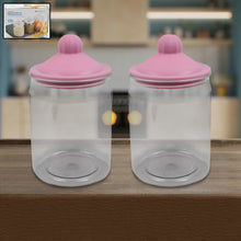 Transparent Kitchen Plastic Container Jar Set (2 Pcs Set  1100 Ml Approx)
