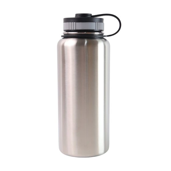 Silver Stainless Steel Double Wall Vacuum-insulated Drink Water Bottle (1000 Ml)