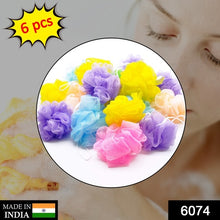6074 Bath Shower Loofah Sponge Pouf Body Scrubber (Pack Of 6pcs)
