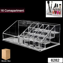 6282 16 Compartment Cosmetic Makeup Jewellery Lipstick Storage Organiser Box Cosmetic Storage Box Make-up Lipstick Organizer  Lipstick Holder Case  Transparent