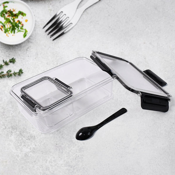 Plastic Kitchen Storage Container Big 800 Ml  Small 250 Ml With Air Seal Lock Lid  Spoon