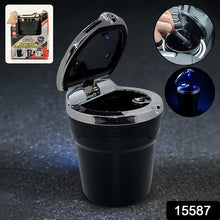 Premium Led Illuminated Portable Car Ashtray With Lid (1 Pc)
