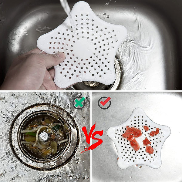 White Silicone Star Shaped Sink Filter Bathroom Hair Catcher Drain Strainers For Basin