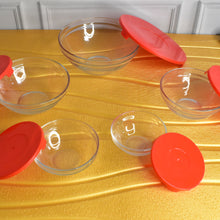 Modern Glass Bowl Set Mixing  Storage Bowls With Red Lids (5 Pcs Set)