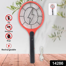 Red Rechargeable Electric Mosquito Killer Racket With Cable
