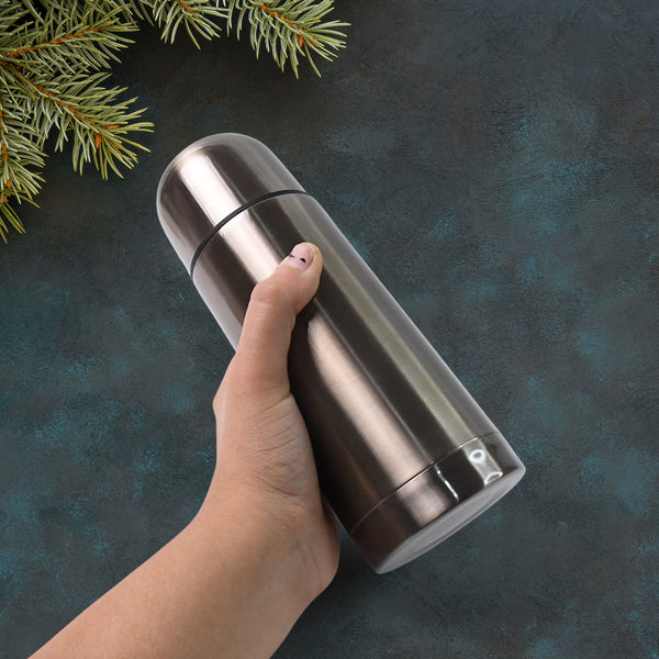 Stainless Steel  Hot And Cold Water Bottle With Push-down Lid (350ml)