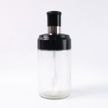 Clear Glass Spice Jar With Integrated Spoon  Airtight Lid (250ml Approx)
