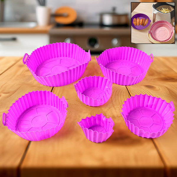 Air Fryer Reusable Silicone Pot With Handles (6 Pc Set)