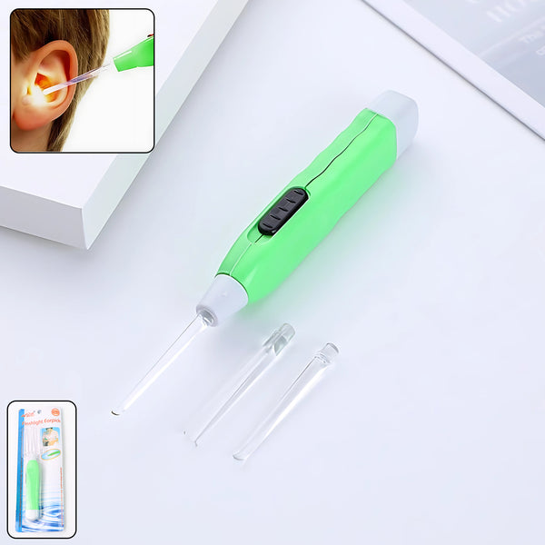 Green Led Flashlight Earpick With Tweezer (1 Pc)