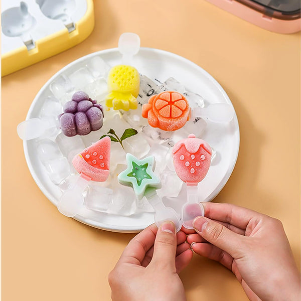6-cavity Silicone Ice Cream And Popsicle Mold Tray (1 Set)